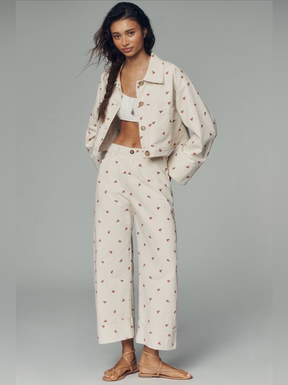 Pilcro Kayden Embroidered Cherry Jean Set